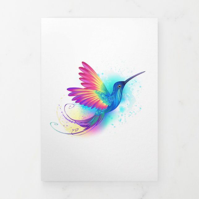 Exotic Rainbow Hummingbird Tri-Fold Invitation (Cover)