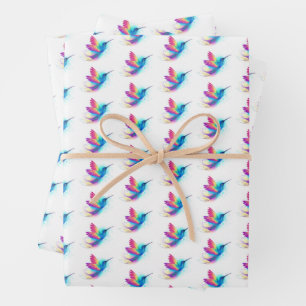 Exotic Rainbow Hummingbird Wrapping Paper Sheet