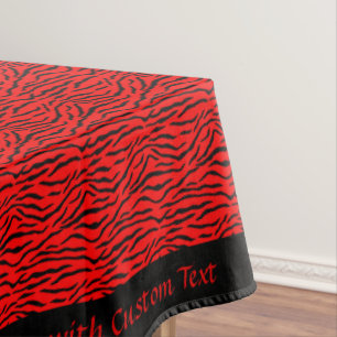 Exotic Red Black Animal Stripe Pattern Personalise Tablecloth