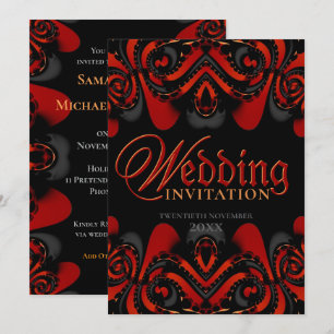 Exotic Red Black Gothic Wedding Invitation