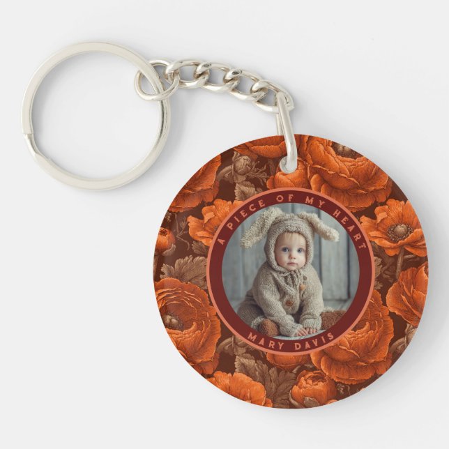 Exotic remembrance gift Custom Ranunculus Key Ring (Front)