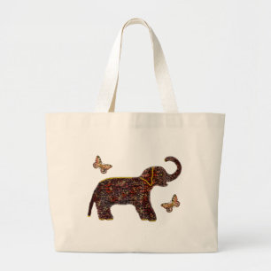 Exotic Rose Elephant Large Tote Bag