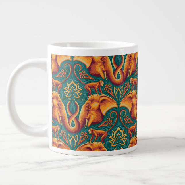 Exotic Safari Tapestry Pattern - The White Lotus Large Coffee Mug (Left)