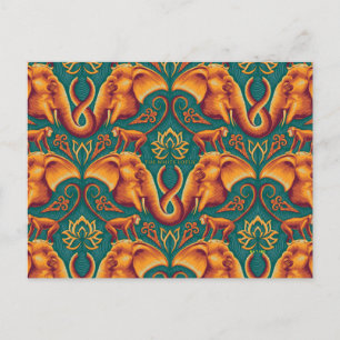 Exotic Safari Tapestry Pattern - The White Lotus Postcard