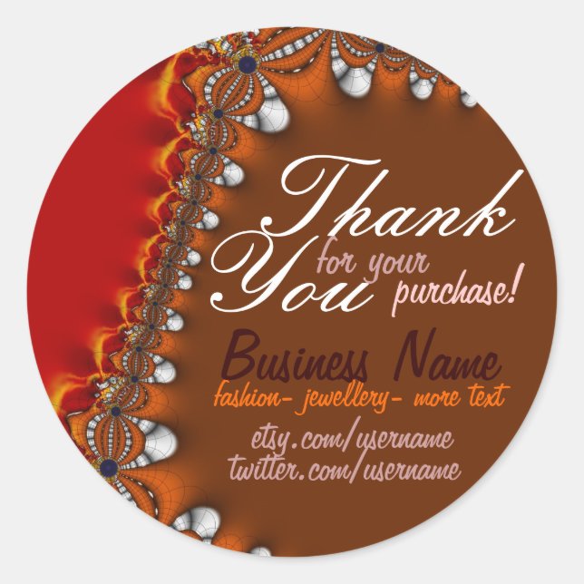 Exotic Satin Business Thank You Sticker (Front)