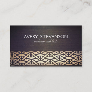 Exotic Scrolls Designer and Fashion Gold Wood Look Business Card