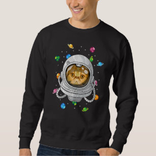 Exotic Shorthair Astronaut Cat Deep In Space Cosmi Sweatshirt