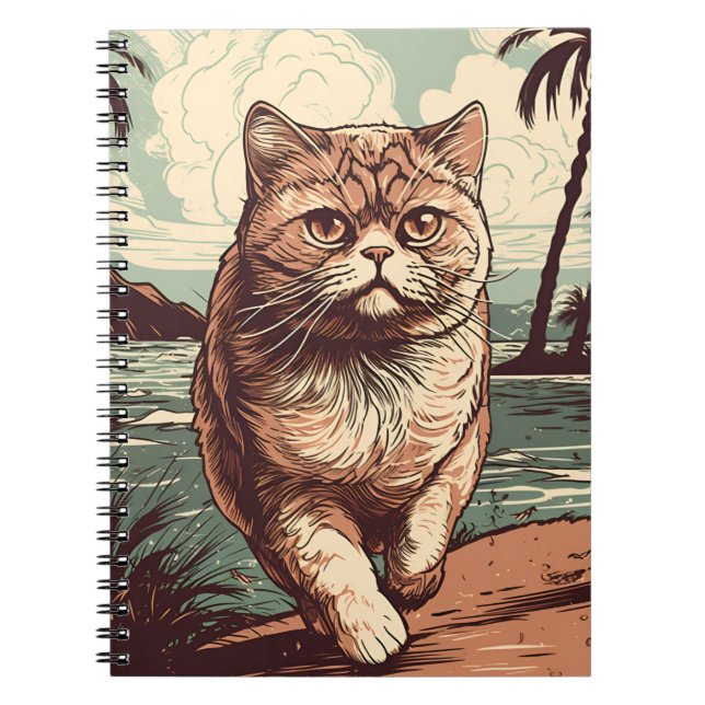 Exotic Shorthair cat at a tropical beach Notebook (Front)