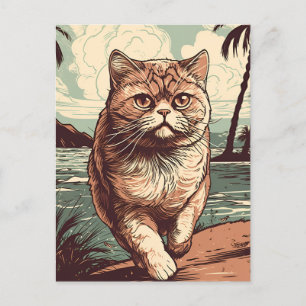 Exotic Shorthair cat at a tropical beach Postcard