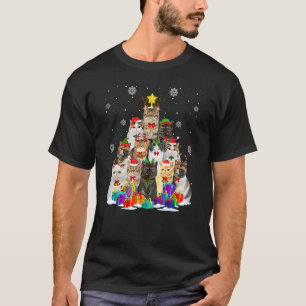 Exotic Shorthair Cat Christmas Tree Cat Xmas Sant T-Shirt