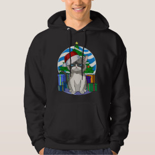 Exotic Shorthair Cat Santa Hat Christmas Tree Deco Hoodie