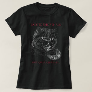 Exotic Shorthair Cat Sketch Typography Art T-Shirt