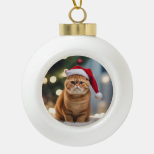 Exotic Shorthair Christmas Ceramic Ball Christmas Ornament