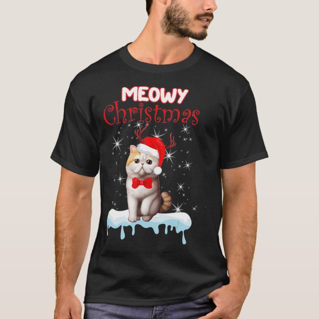 Exotic Shorthair Christmas Cute Cat Tree Presents  T-Shirt (Front)