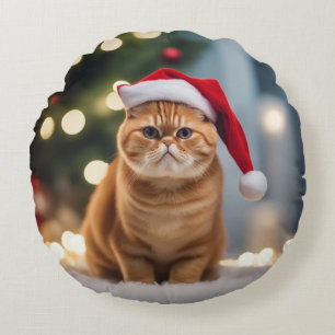Exotic Shorthair Christmas Round Cushion