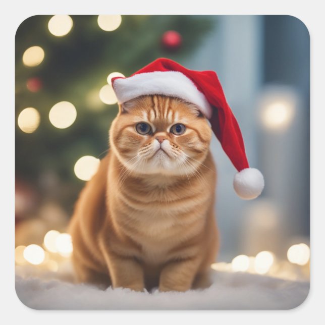 Exotic Shorthair Christmas Square Sticker (Front)
