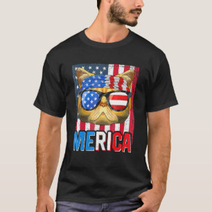 Exotic Shorthair Merica 4th Of July Cat American M T-Shirt