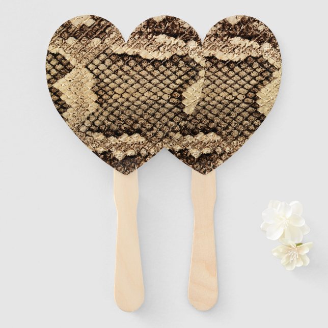 Exotic snake skin animal print pattern modern hand fan (Front and Back)