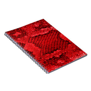 Exotic snake skin animal print pattern modern red notebook