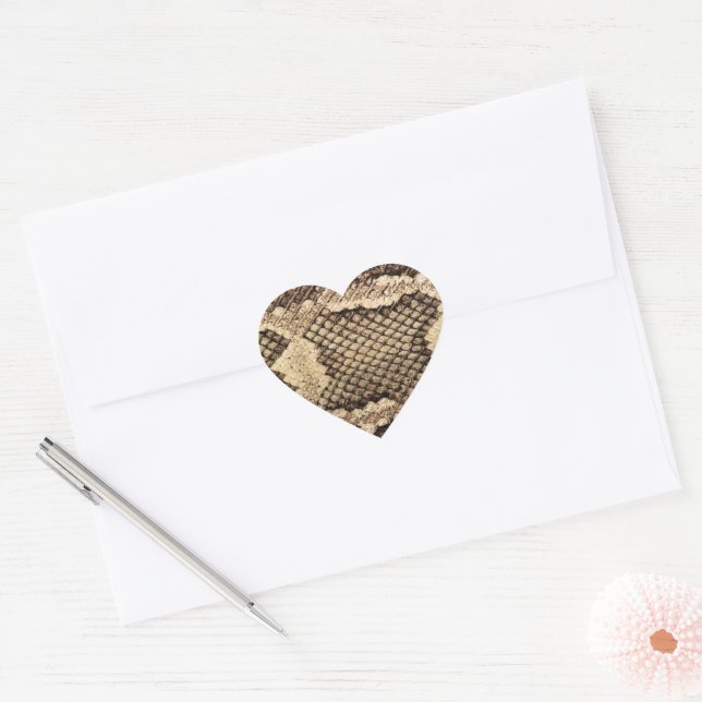 Exotic snake skin animal print texture pattern heart sticker (Envelope)