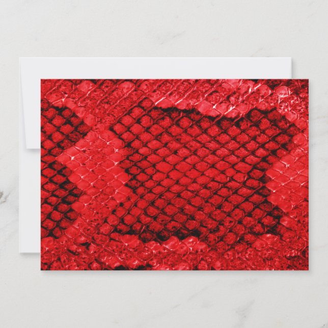 Exotic snake skin animal print texture pattern red holiday card (Front)