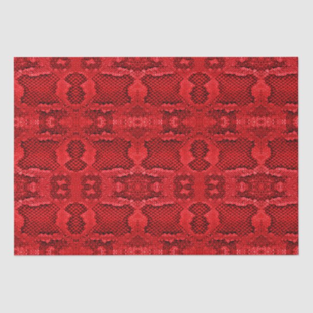 Exotic snake skin animal print texture pattern red tissue paper (Front)