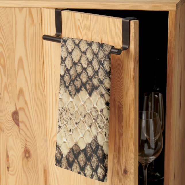Exotic snake skin animal print texture pattern tea towel (Thirds Fold)