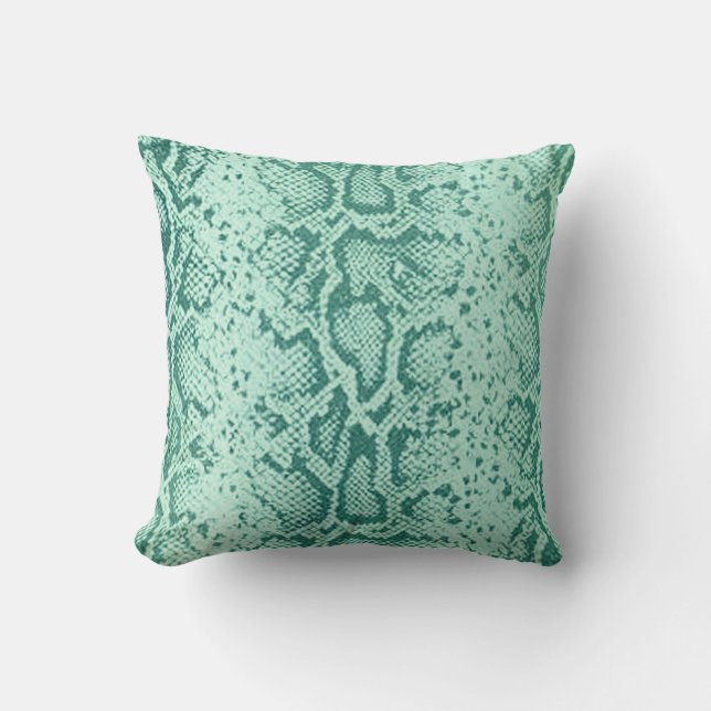 Exotic Snakeskin Pattern | mint blue Cushion (Front)