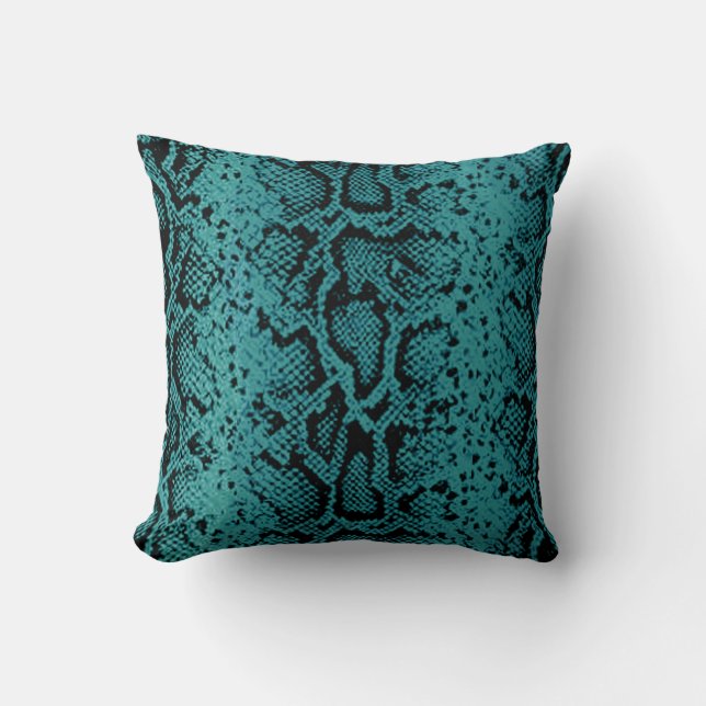 Exotic Snakeskin Pattern | turquoise Cushion (Front)