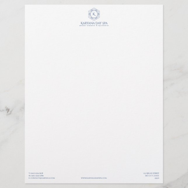 Exotic Spa Deep Cyan Ocean Masseuse Professional Custom Letterhead (Front)