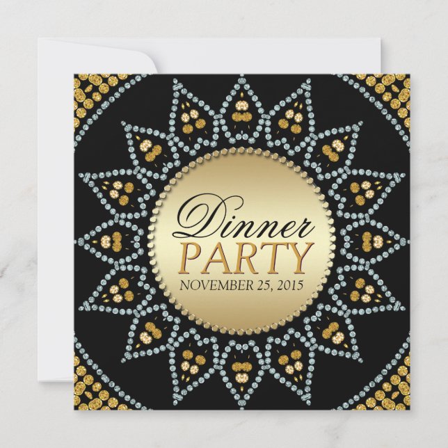Exotic Sparkle Sunflower  Dinner Party Invitations (Front)