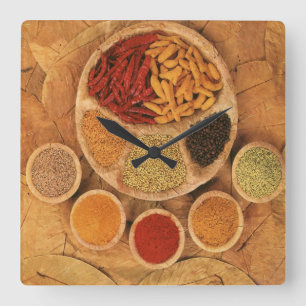 Exotic spices square wall clock