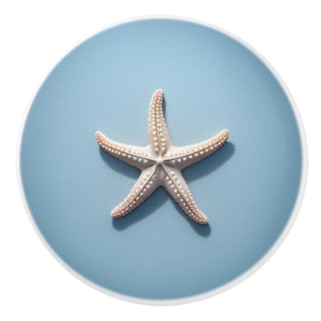 Exotic Starfish with Blue Background Ceramic Knob (Front)