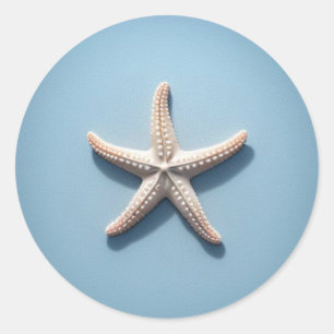 Exotic Starfish with Blue Background Classic Round Sticker