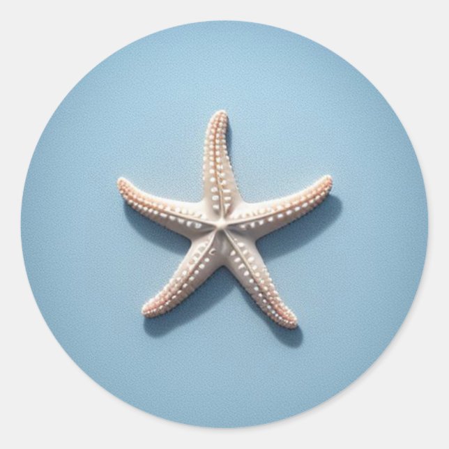 Exotic Starfish with Blue Background Classic Round Sticker (Front)