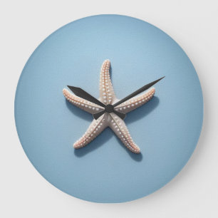 Exotic Starfish with Blue Background Large Clock