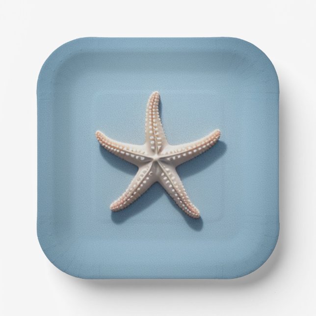 Exotic Starfish with Blue Background Paper Plate (Front)