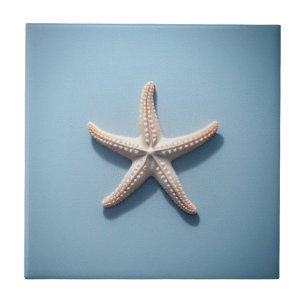 Exotic Starfish with Blue Blackground Ceramic Tile
