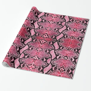 Exotic Strawberry Pink Python Snakeskin Wrapping Paper