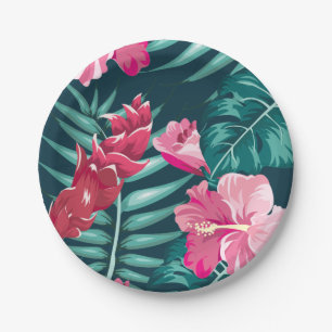 Exotic Summer Floral design Paper Plate