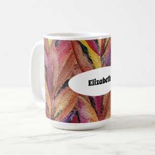 Exotic Summer Floral Feathers Watercolor Art Coffee Mug