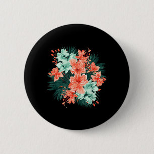 Exotic Summer Jungle Flowers Botanical Bloom 6 Cm Round Badge