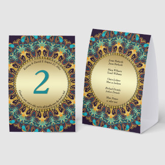 Exotic Teal Dark Blue Gold Tribal Bohemian Mandala