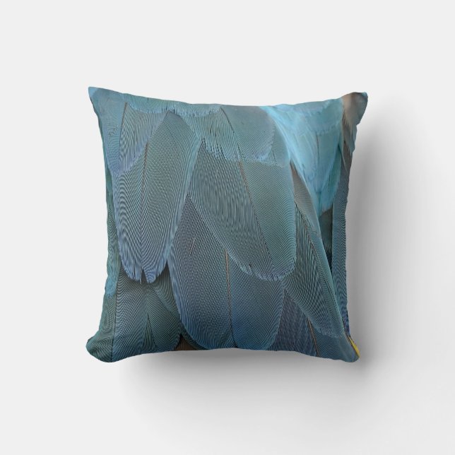 Exotic teal feathers cushion (Front)