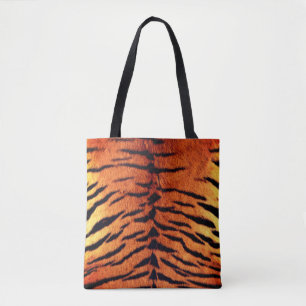 Exotic Tiger Fur Orange and Black Animal Pattern Tote Bag