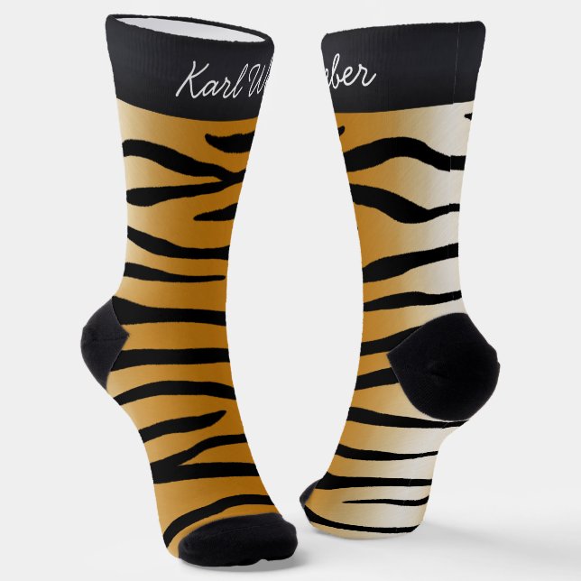Exotic Tiger Stripes Personalised Wild Animal Socks (Angled)