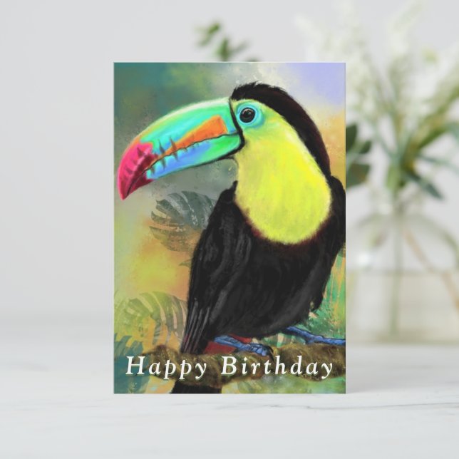 Exotic Toco Toucan Bird Birthday Card (Standing Front)