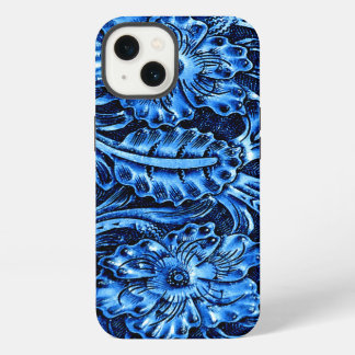 Exotic Tooled Leather Look | blue iPhone Case