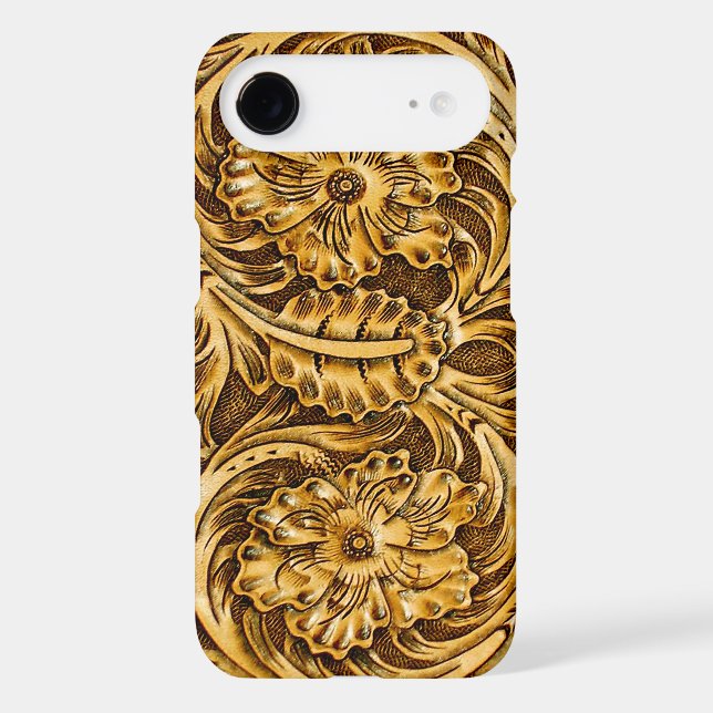 Exotic Tooled Leather Look | mustard yellow Case-Mate iPhone Case (Back)