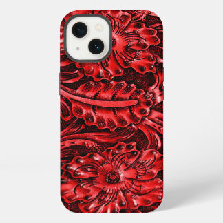 Exotic Tooled Leather Look | red iPhone Case